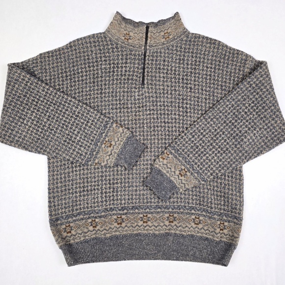 Vintage 90s TSR Outdoors Half Zip Grandpa Sweater Chunky Knit Pullover XL-XXL - Picture 3 of 9